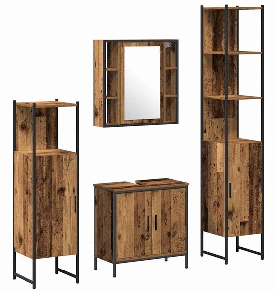 Fürdőszoba bútor szett 4 pcs Barna 33 x 33 x 185.5 cm Faanyag