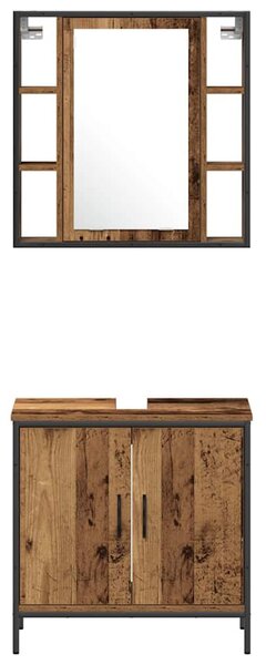Fürdőszoba bútor szett 4 pcs Barna 33 x 33 x 185.5 cm Faanyag