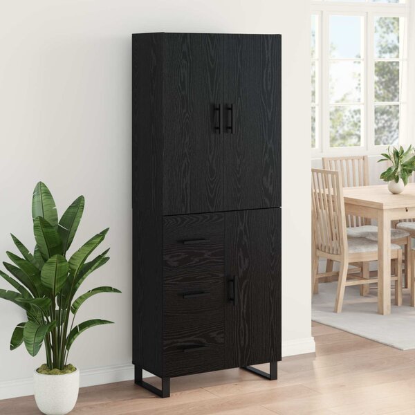 Magasfiú fiókkal 2 pcs Fekete tölgy 69,5 x 34 x 180 cm
