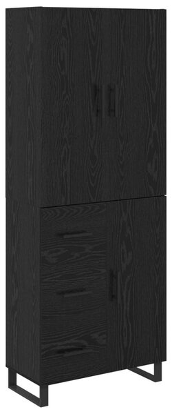 Magasfiú fiókkal 2 pcs Fekete tölgy 69,5 x 34 x 180 cm