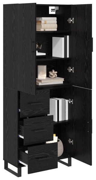 Magasfiú fiókkal 2 pcs Fekete tölgy 69,5 x 34 x 180 cm