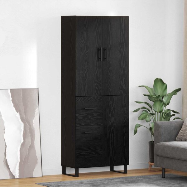 Magasfiú fiókkal 2 pcs Fekete tölgy 69,5 x 34 x 180 cm