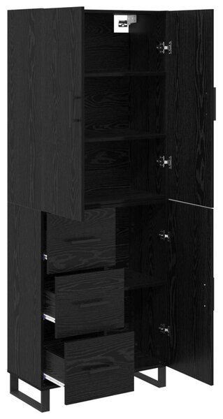 Magasfiú fiókkal 2 pcs Fekete tölgy 69,5 x 34 x 180 cm