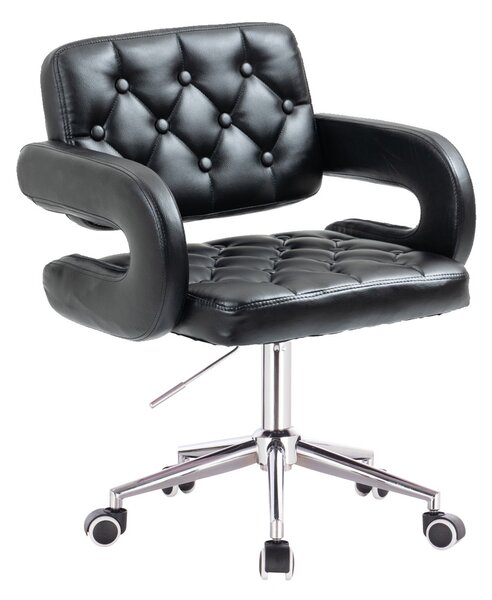 HR8403K Fekete modern műbőr szék krómozott lábbal
