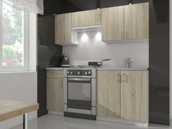 Akord LIMA Konyhaszekrény 60 cm Fehér/Dió Sonoma Mat Szabadon álló Möbel 2 Ajtós 2 Polcos 16 mm Laminált Lemez ABS Élzárás Önösszeszerelésre