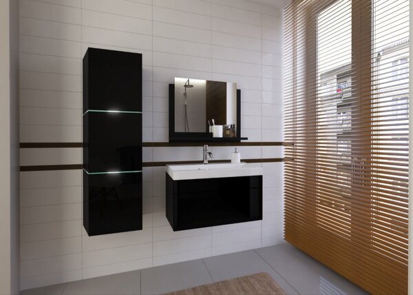 Ibiza I 60 Magasfényű fekete fürdőszoba bútor mosdóval
