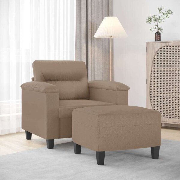 VidaXL kávészínű műbőr kanapéfotel lábtartóval 60 cm