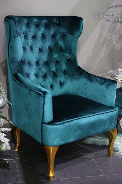 Smaragd kék elegáns fotel 114cm