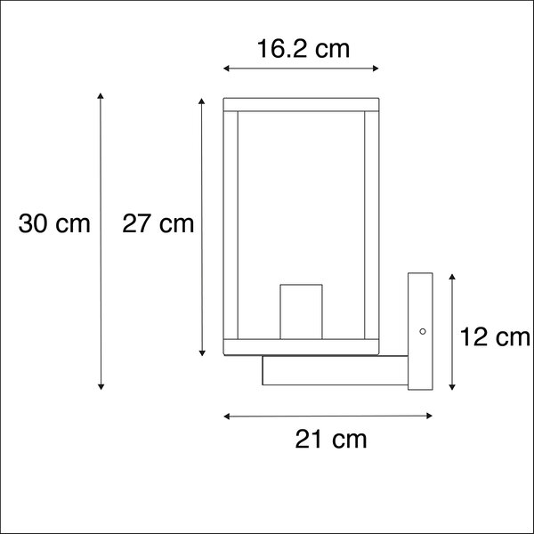 Okos kültéri fali lámpa fekete üveggel 30 cm, Wifi ST64-gyel - Rotterdam