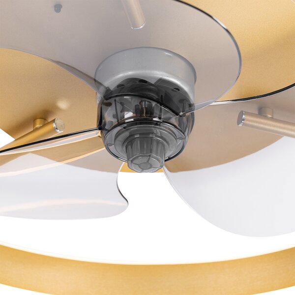 Mennyezeti ventilátor sárgaréz 50 cm LED-del, fényerőszabályzóval és távirányítóval - Maddy