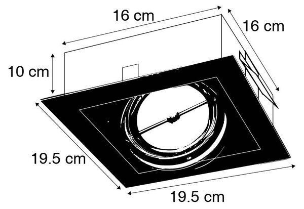 Süllyesztett spotlámpa fekete G53 111mm állítható - Oneon