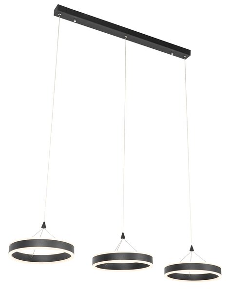 Függesztett lámpa fekete hosszúkás LED-del 3 fokozatban szabályozható 3 fényű - Lyani