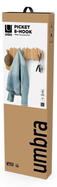 Natúr színű borovi fenyő fali fogas 61 cm Picket – Umbra