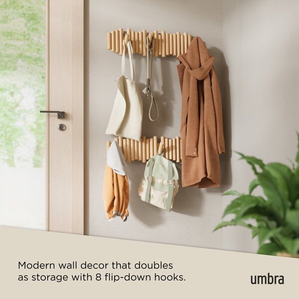 Natúr színű borovi fenyő fali fogas 61 cm Picket – Umbra