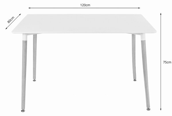 Étkező garnitúra 1 + 4, ADRIA 120x80cm fehér asztal + BALI MARK szék szürke
