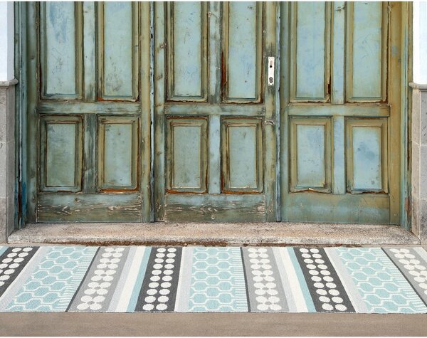Szürke-türkiz kültéri-beltéri futószőnyeg 70x180 cm Asta Pale Turquoise – Pappelina