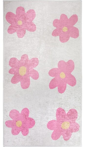 Rózsaszín-elefántcsont színű mosható gyerek szőnyeg 160x230 cm Cute Flowers Pink – Vitaus