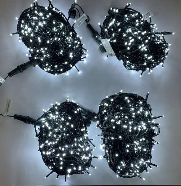 LED sorolható fényfüzér, hideg fehér, 4×18,7m (74,8m)