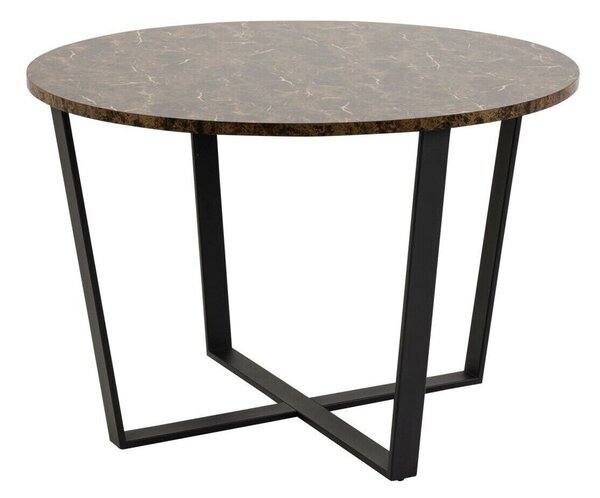 Asztal Oakland 384Barna márvány, Fekete, 75cm, Közepes sűrűségű farostlemez, Fém
