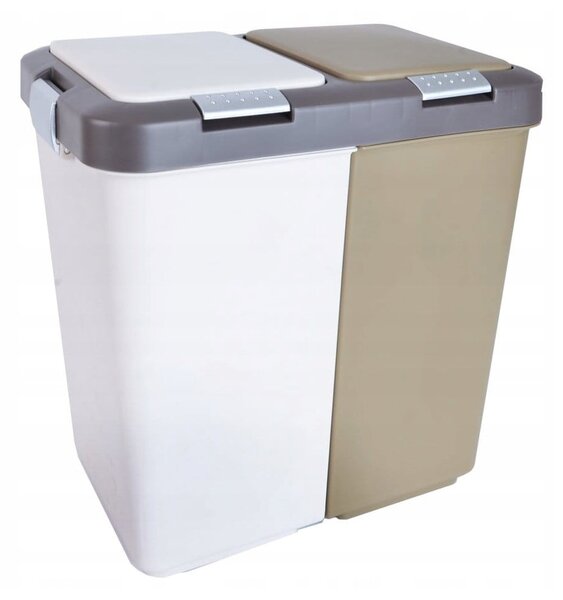 Fehér-bézs műanyag szelektív szemetes 2x20 l Duo Dust – Orion