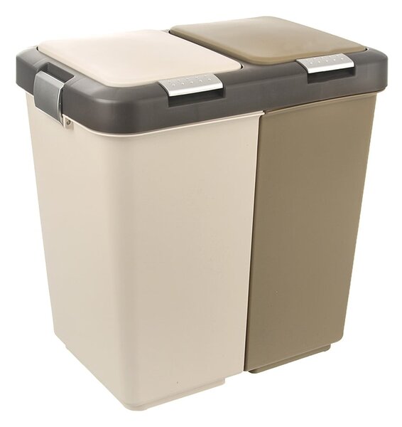 Fehér-bézs műanyag szelektív szemetes 2x20 l Duo Dust – Orion