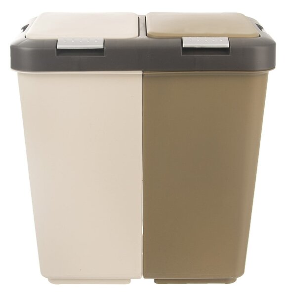 Fehér-bézs műanyag szelektív szemetes 2x20 l Duo Dust – Orion