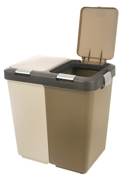 Fehér-bézs műanyag szelektív szemetes 2x20 l Duo Dust – Orion