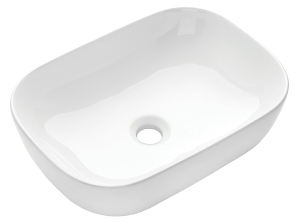 Invena Vitoria, kerámia asztali mosogató 455x320x135 mm, fehér fényes, INV-CE-48-001-W