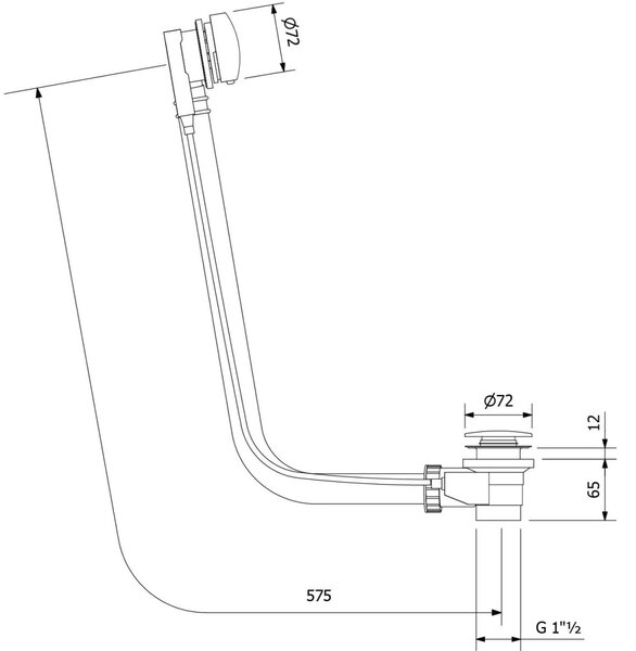 Polysan Polysan, Kád szett kábellel, hossz 575mm, csatlakozó 72mm, fehér, 71680W