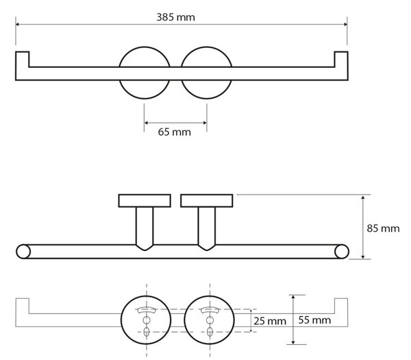 SAPHO - X-ROUND FEKETE, dupla WC-papírtartó, fekete, XB703