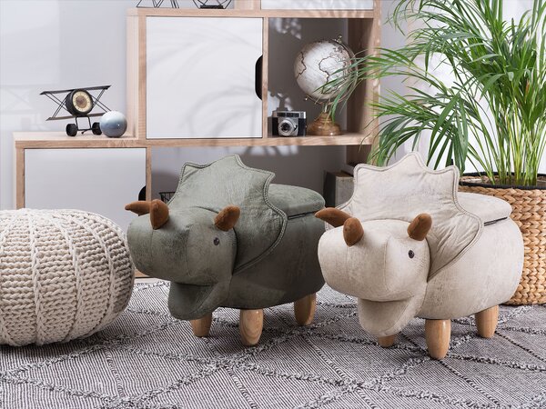 Állatos puff tárolóval TRICERATOPS Világosszürke Dinoszaurusz