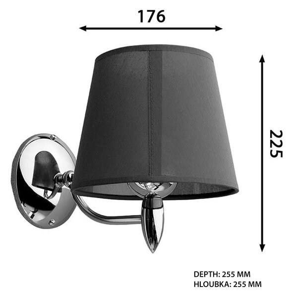 SAPHO - HANBO fali lámpa E27, 60W, 230V, IP21, króm, AU526