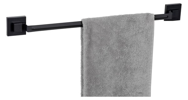 Fekete öntapadós rozsdamentes acél törölközőtartó Quadro – Wenko