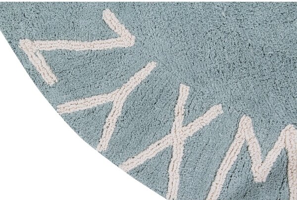 Világoskék mosható kézi szövésű pamut gyerek szőnyeg ø150 cm ABC Vintage Blue – Lorena Canals