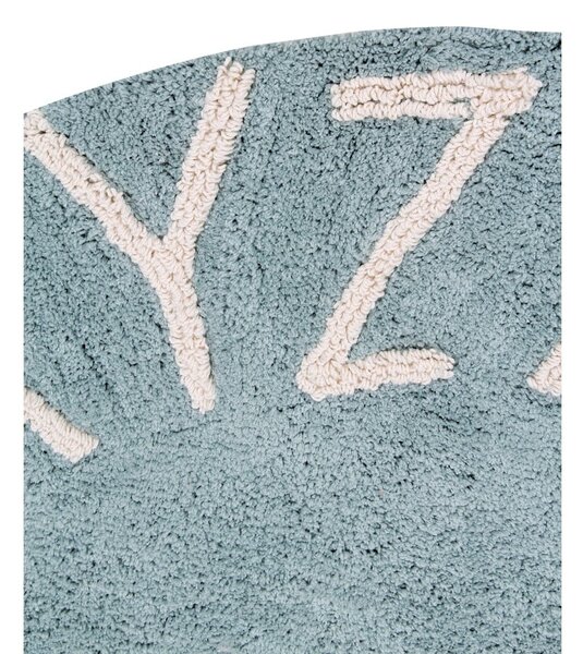 Világoskék mosható kézi szövésű pamut gyerek szőnyeg ø150 cm ABC Vintage Blue – Lorena Canals