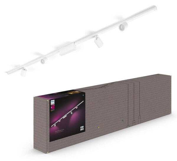Philips Hue Perifo sínrendszer 4x fénnyel fehér, dimmelhető, Fehér / opál, Dolgozószoba / Iroda, fém, Modern