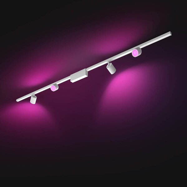 Philips Hue Perifo sínrendszer 4x fénnyel fehér, dimmelhető, Fehér / opál, Dolgozószoba / Iroda, fém, Modern
