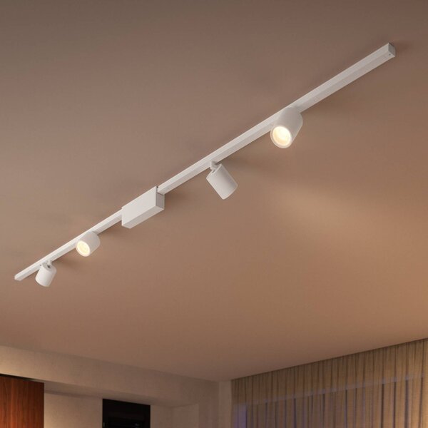 Philips Hue Perifo sínrendszer 4x fénnyel fehér, dimmelhető, Fehér / opál, Dolgozószoba / Iroda, fém, Modern
