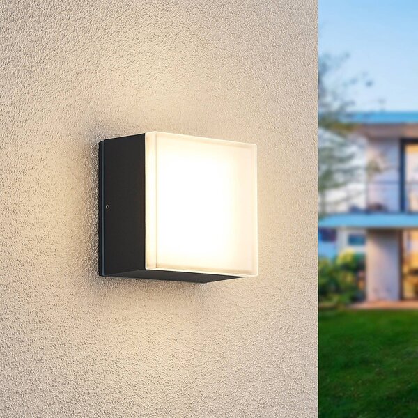 Lindby Mathea LED kültéri lámpa, szögletes, Fekete, Alumínium, Modern