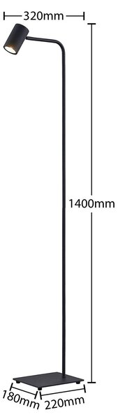 Lindby Sanad álló világítás, magasság 140 cm, fekete, fém, GU10, Fekete, Nappali / Étkező, fém, Modern