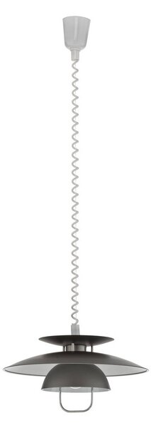 Lindby Nadija függőlámpa, szürke, 43 cm, állítható magasságú, E27, dimmelhető, Alu / szürke / cink, Konyha, fém, Skandináv
