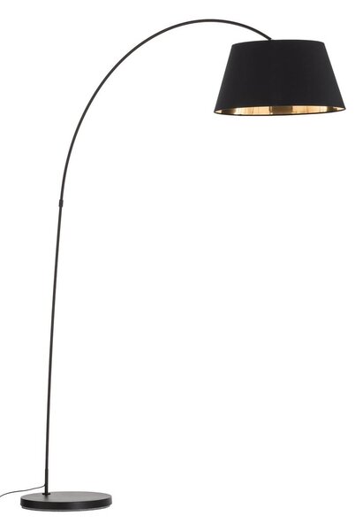 Lindby Esti állólámpa, fekete/arany, szövet, magasság 192cm, Fekete, Nappali / Étkező, Textil / szövet / selyem, Modern