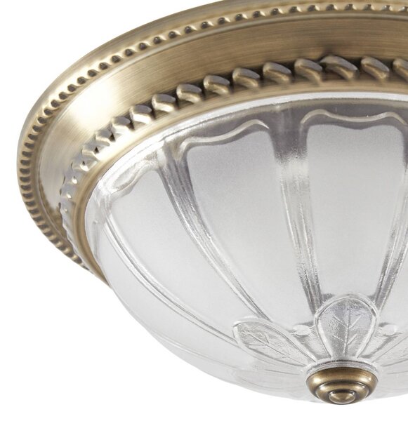 Lindby Henja LED mennyezeti lámpa, antik sárgaréz, Ø 32 cm, fényerőszabályzóval, dimmelhető, Bronz / antik sárgaréz, Nappali / Étkező, Üveg, Antik