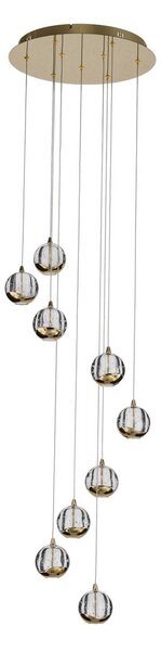 Lucande LED-es Hayley függőlámpa, Ø 40 cm, 9 lámpás, arany, üveg, Sárgaréz / arany, Nappali / Étkező, Üveg, Dizájn