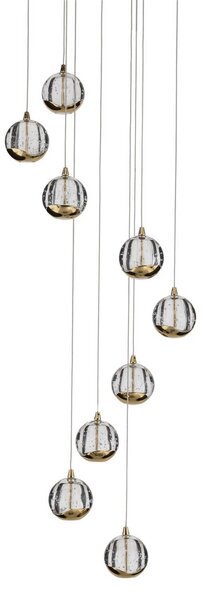 Lucande LED-es Hayley függőlámpa, Ø 40 cm, 9 lámpás, arany, üveg, Sárgaréz / arany, Nappali / Étkező, Üveg, Dizájn