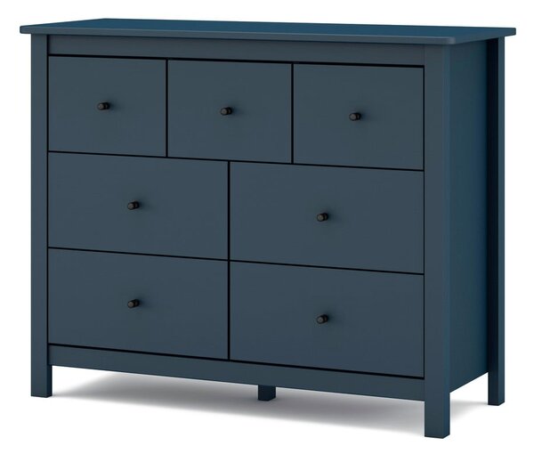 Sötétkék borovi fenyő alacsony komód 110x80 cm Misti – Marckeric