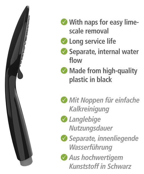 Fekete rozsdamentes acél zuhanyszett 66 cm Young – Wenko