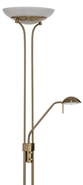 Lindby Yveta LED álló lámpa, sárgaréz, olvasólámpa, dimmelhető, dimmelhető, Sárgaréz / arany, Nappali / Étkező, fém, Modern