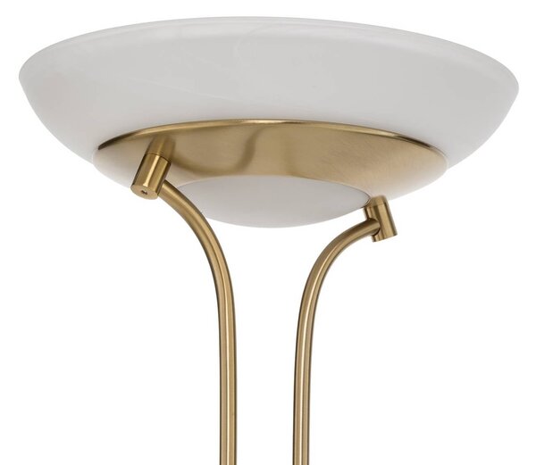 Lindby Yveta LED álló lámpa, sárgaréz, olvasólámpa, dimmelhető, dimmelhető, Sárgaréz / arany, Nappali / Étkező, fém, Modern