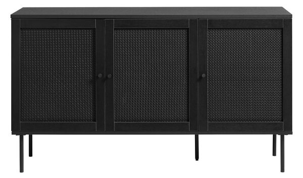 Fekete alacsony komód tölgyfa dekorral 140x80 cm Pensacola – Unique Furniture